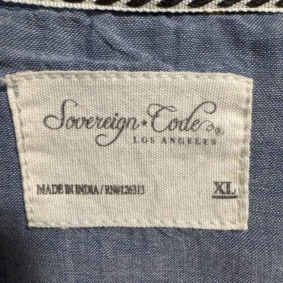 Sovereign Code, Blue Bird & Water Short Sleeve Button Shirt, XL - Picture 4 of 5